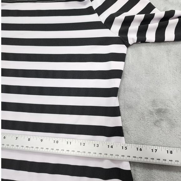 Finejo Dress Womens XL Black White Striped Off Shoulder Square Neck Bodycon - Picture 7 of 10